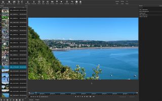 Free video editor Shotcut showing footage of a harbour during our editing tests