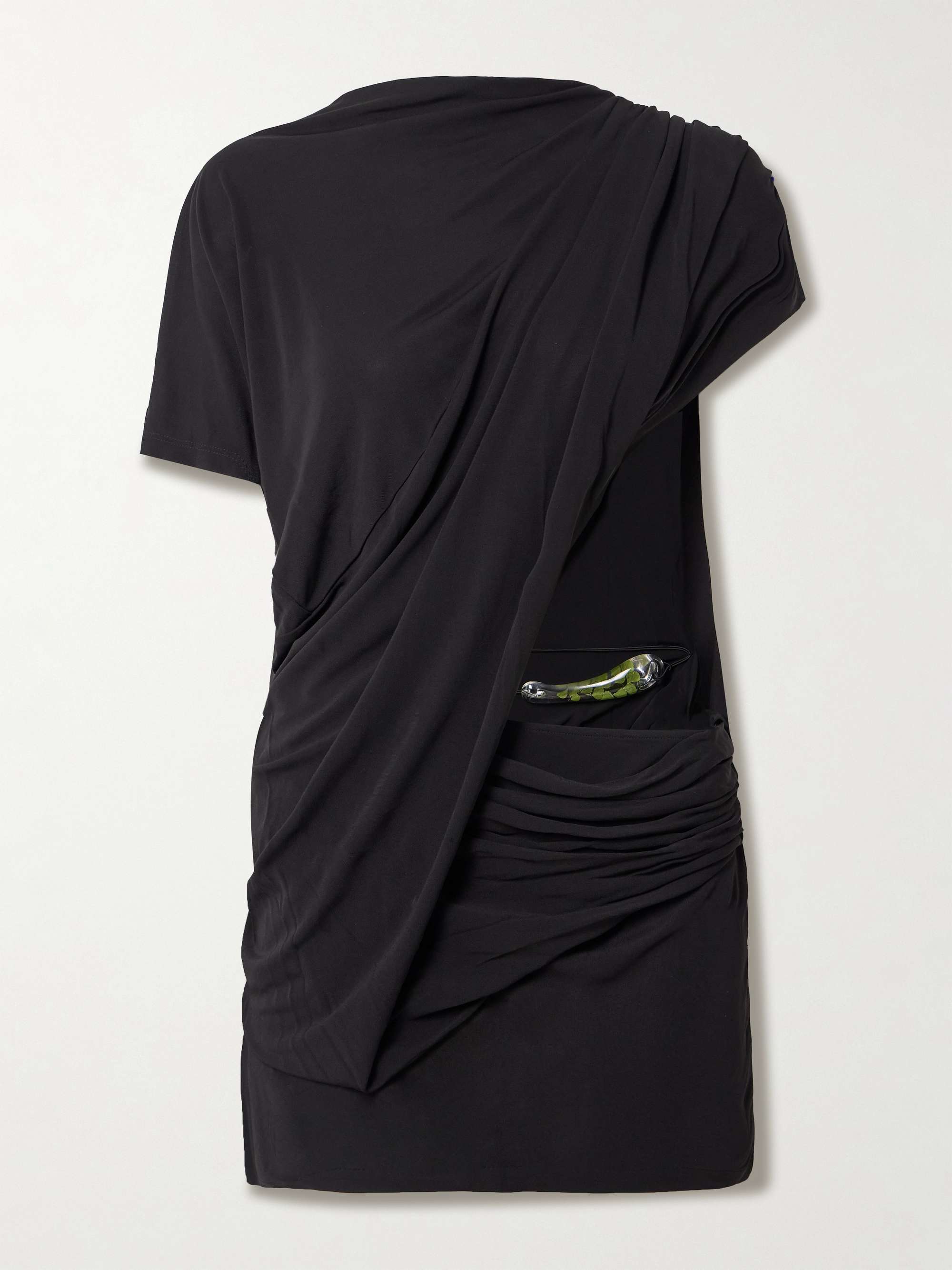 Encased Nature Resin-Trimmed Cutout Jersey Mini Dress