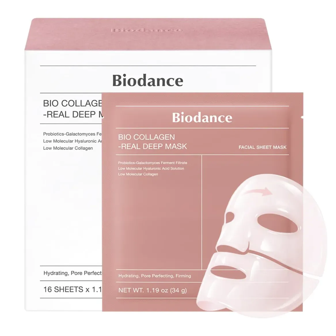 Biodance Bio-Collagen Real Deep Mask, Hydrating Overnight Hydrogel Face Mask, Pore Minimizing, Plumping, Elasticity Improvement, Korean Skin Care, Mothers Day Gifts | 1.19oz(34g) X 16ea