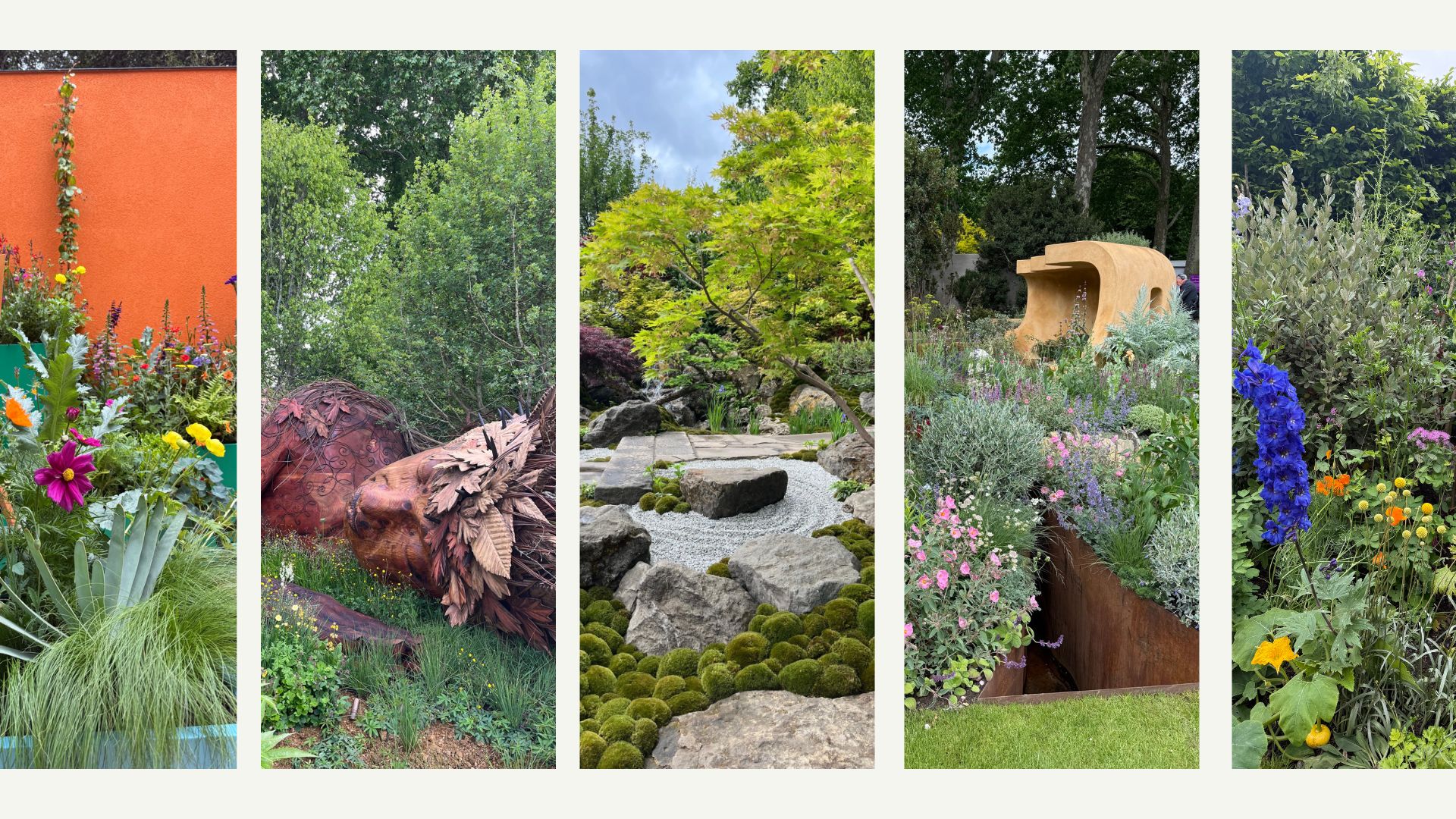 Collages of the best RHS Chelsea flower show 2026 gardens and takeaway trends