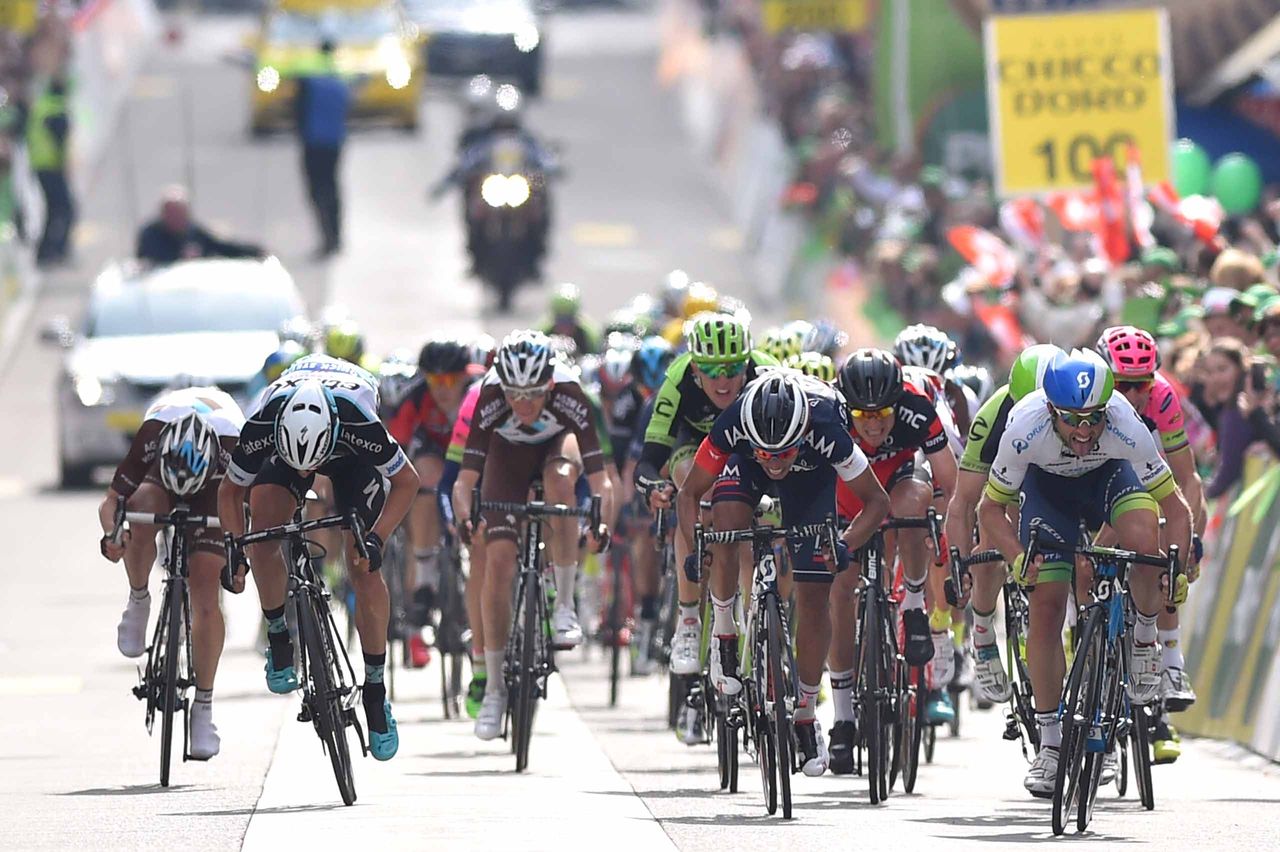 Michael Albasini (Orica-GreenEdge) wins stage 2 of the Tour de Romandie.