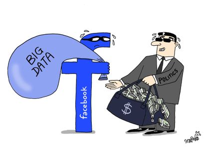Political cartoon U.S. Facebook Cambridge Analytica data thieves