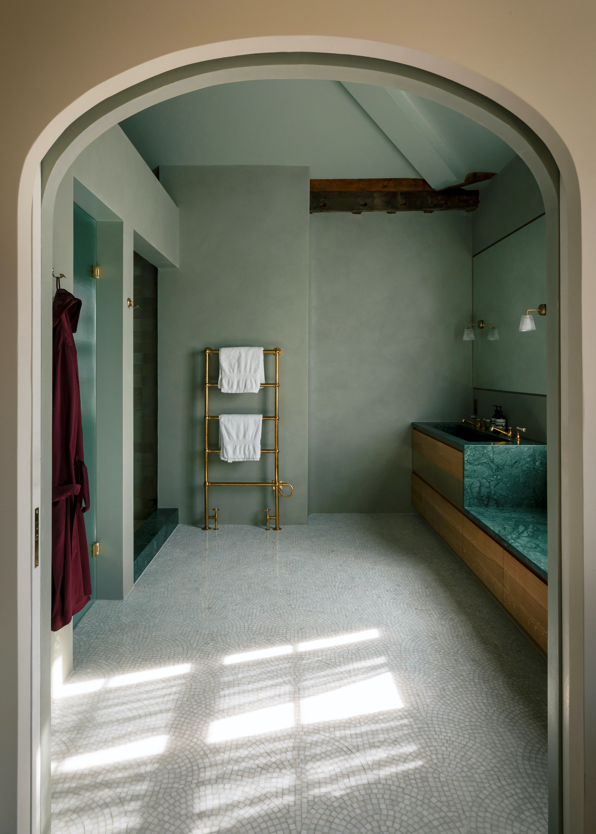 loft conversion bathroom in pale green