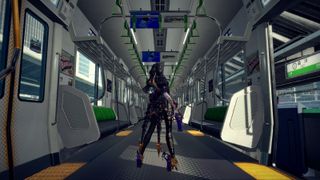 Bayonetta on a train carriage