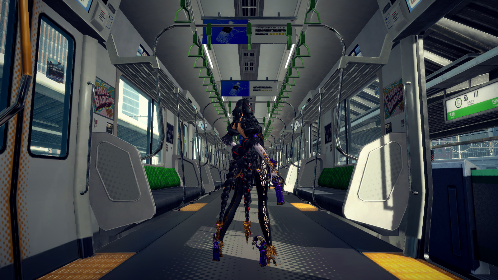 Bayonetta em um vagão de trem