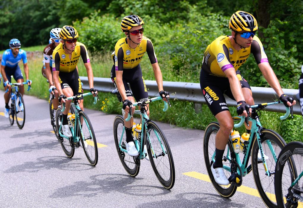 Jumbo-Visma ride during stage 4 at Tour de Suisse