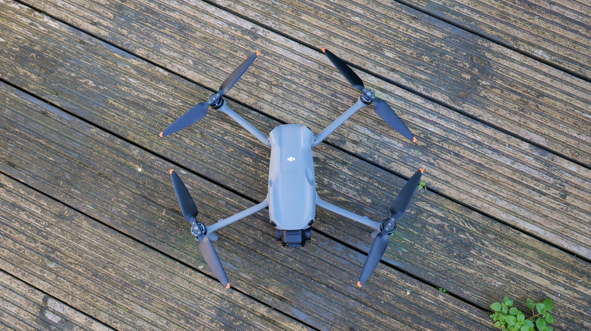 DJI Air 3S camera drone photographed from above