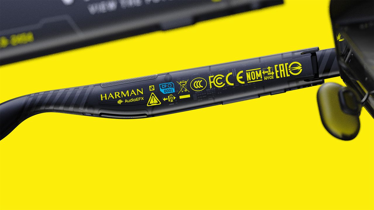 A close-up at the hardware of Viture x Cyberpunk 2077 smart glasses