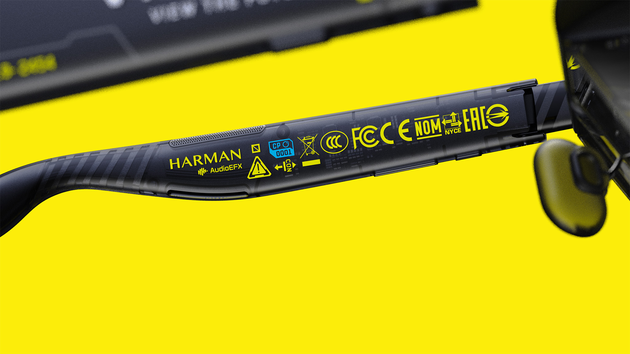 A close-up at the hardware of Viture x Cyberpunk 2077 smart glasses