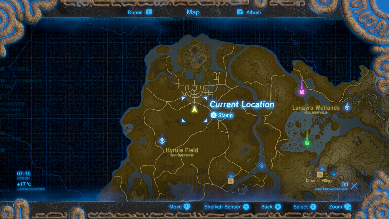 Map location of Scared Ground Ruins for the Breath of the Wild Captured Memories collectible
