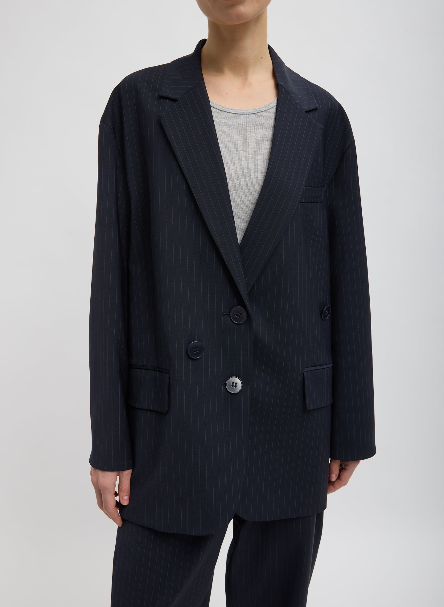 Dominic Pinstripe Detached Lapel Liam Blazer - Navy Multi / Xxs / T000dp8213