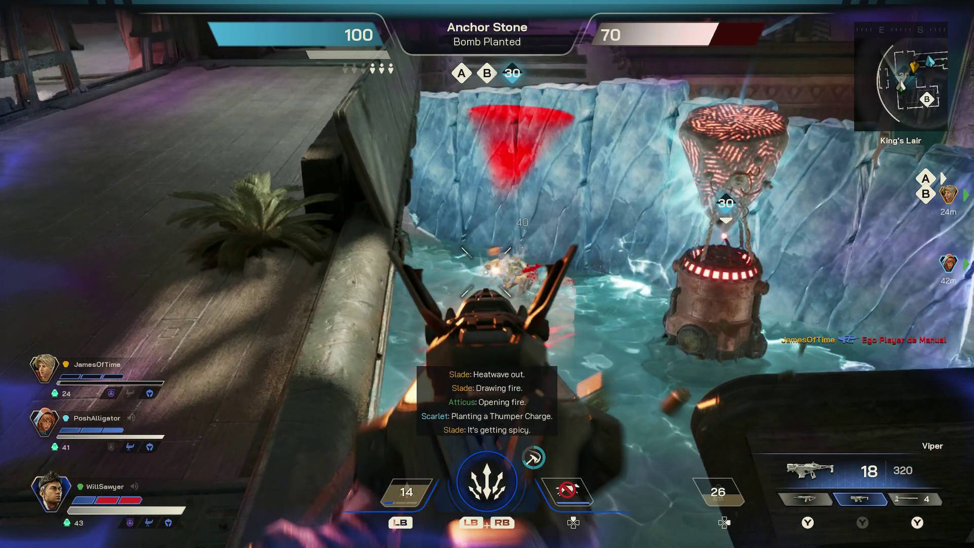 Highguard player shooting defender trying to defuse bomb