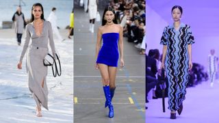 Models on the catwalk wearing mini dresses and maxi skirts to show fashion trends 2022