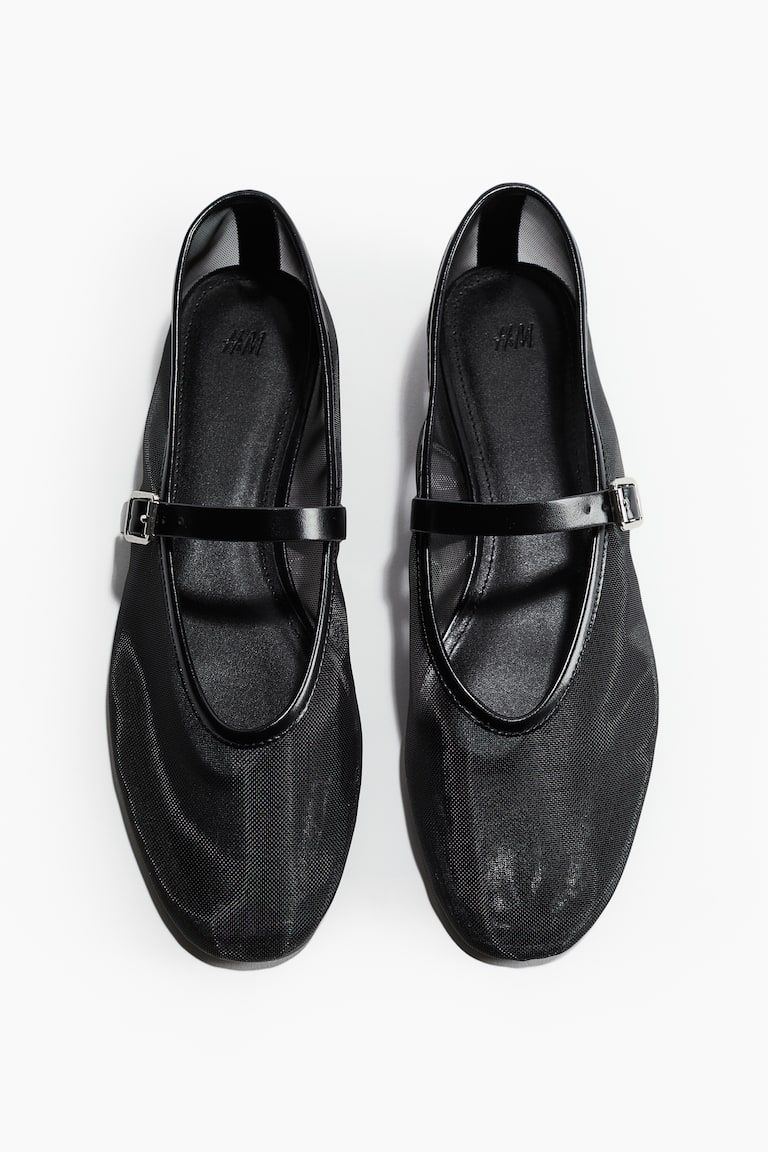 Mesh Mary Jane Ballet Pumps