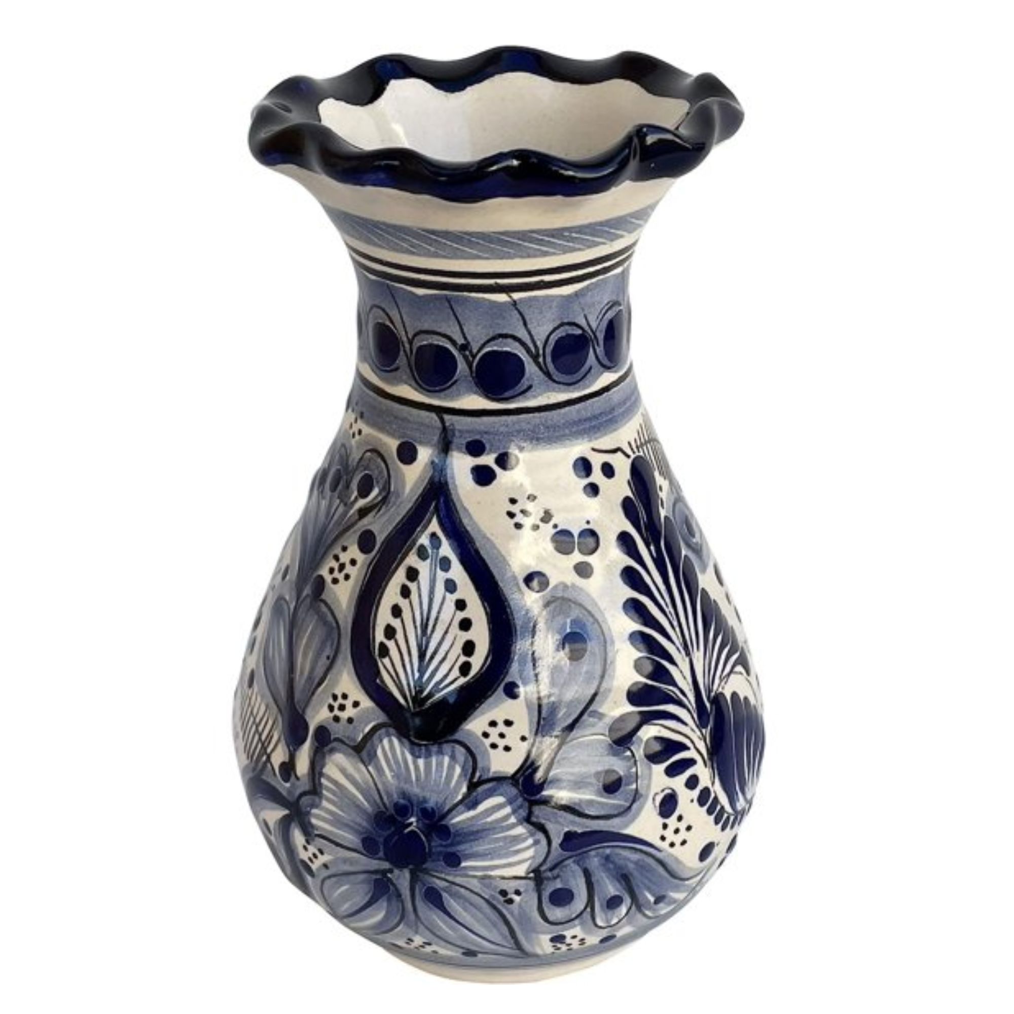 Blue and white floral pattern flower vase