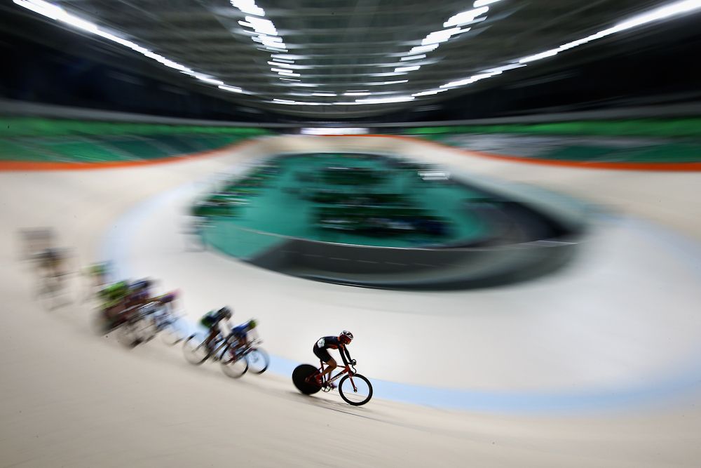 Cyclists train at the newly delivered Rio Olympic Velodrome at Olympic Park