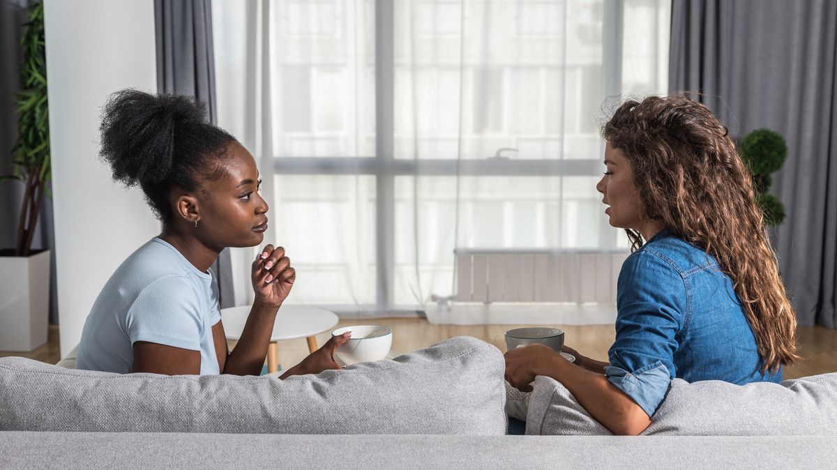 Two women talking