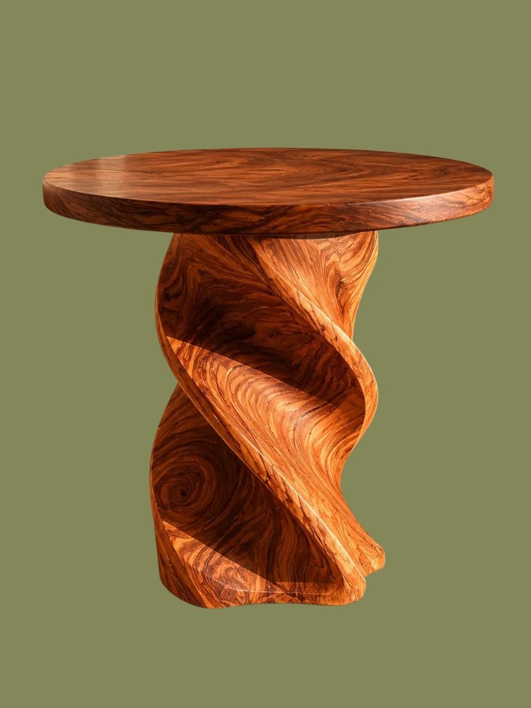 SMCarveLab, Sculptural Organic Twisted Modern Wood Unique Side Table