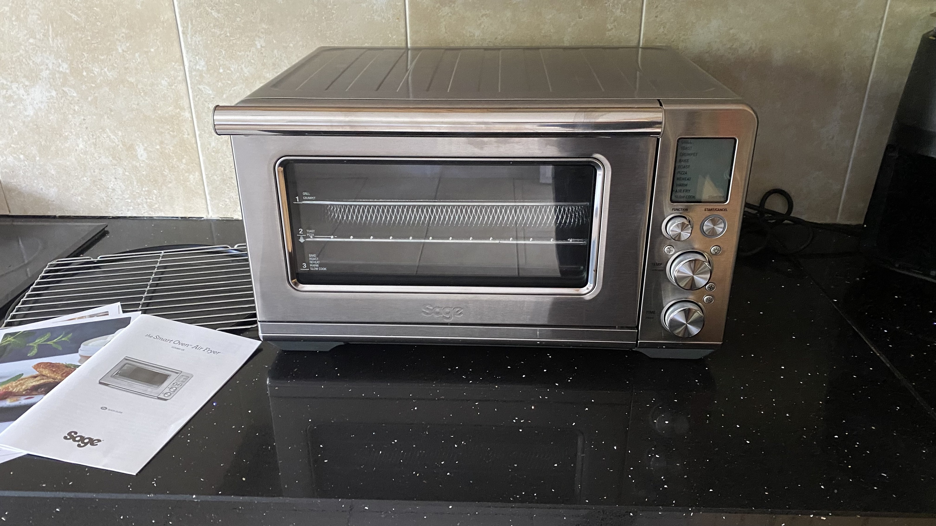 Sage the Smart Oven air fryer on counter top during testing