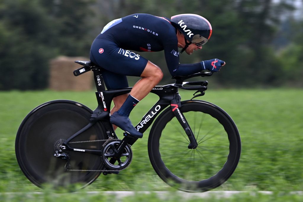 Team Ineos Grenadiers Richie Porte of Australia rides during the 5th stage of the 108th edition of the Tour de France cycling race a 27 km time trial between Change and Laval on June 30 2021 Photo by AnneChristine POUJOULAT AFP Photo by ANNECHRISTINE POUJOULATAFP via Getty Images