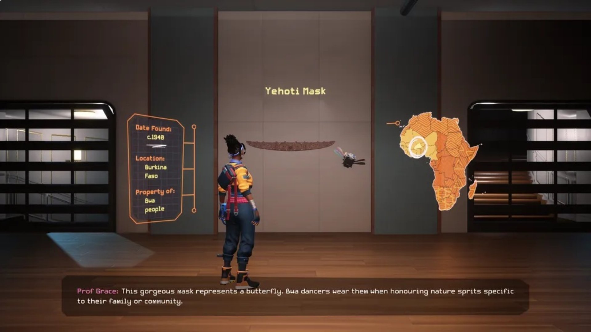 Relooted screenshot showing a character observing and scanning a Yehoti Mask