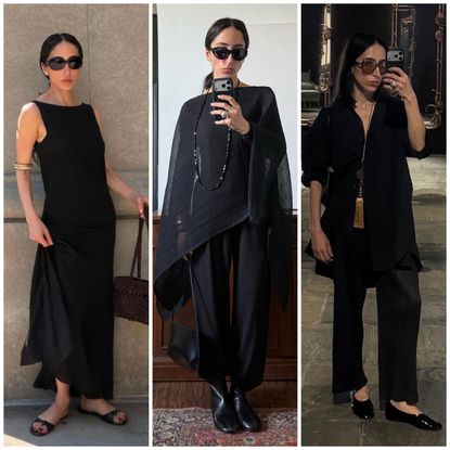 collage of Alexis Badiyi wearing flats