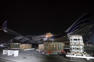 A batch of military aid arrives from the US at Boryspil International Airport