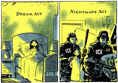 Political cartoon U.S. DACA deportations ICE