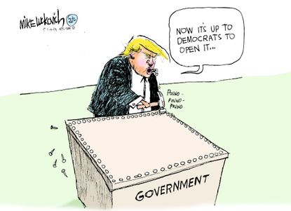Political cartoon U.S. Trump democrats government shutdown