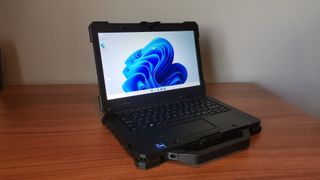 A photograph of the Dell Latitude 7330 Rugged Extreme on a table