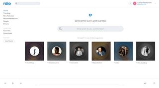 Rdio employs a minimalist design with a white background