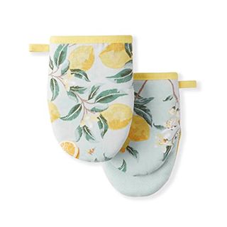 Martha Stewart Lemon Whimsy Mini Oven Mitt 2-Pack Set, Yellow, 5.5