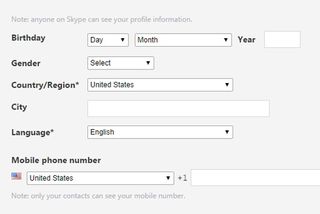 It's clear what you need to write in each field when you sign up for Skype