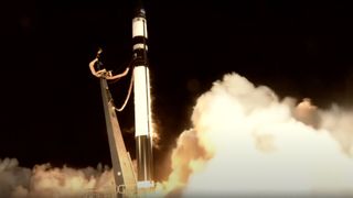 A Rocket Lab Electron vehicle launches the first of two cubesats for NASA's PREFIRE Earth-observation mission on May 25, 2024.