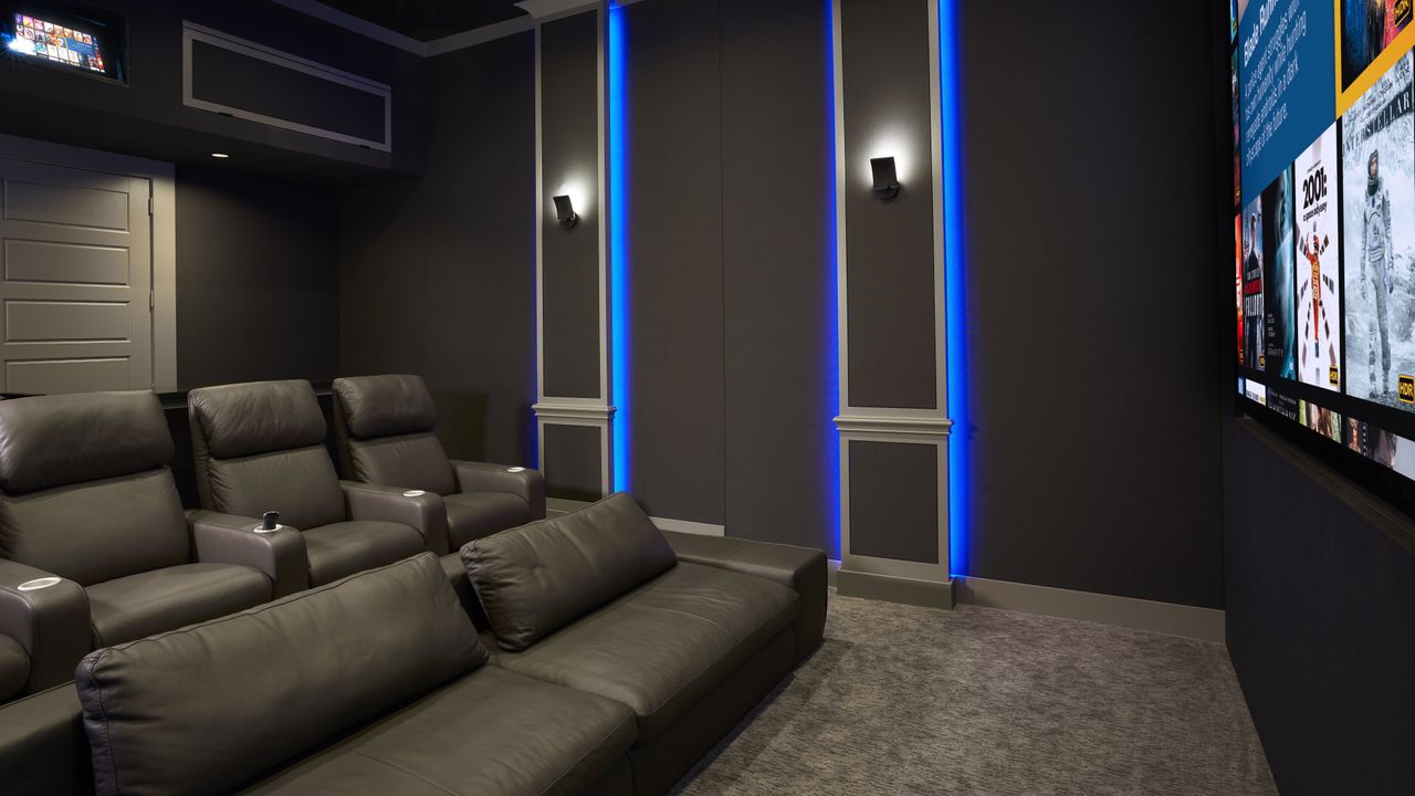 Home theater space showing comfortable seating