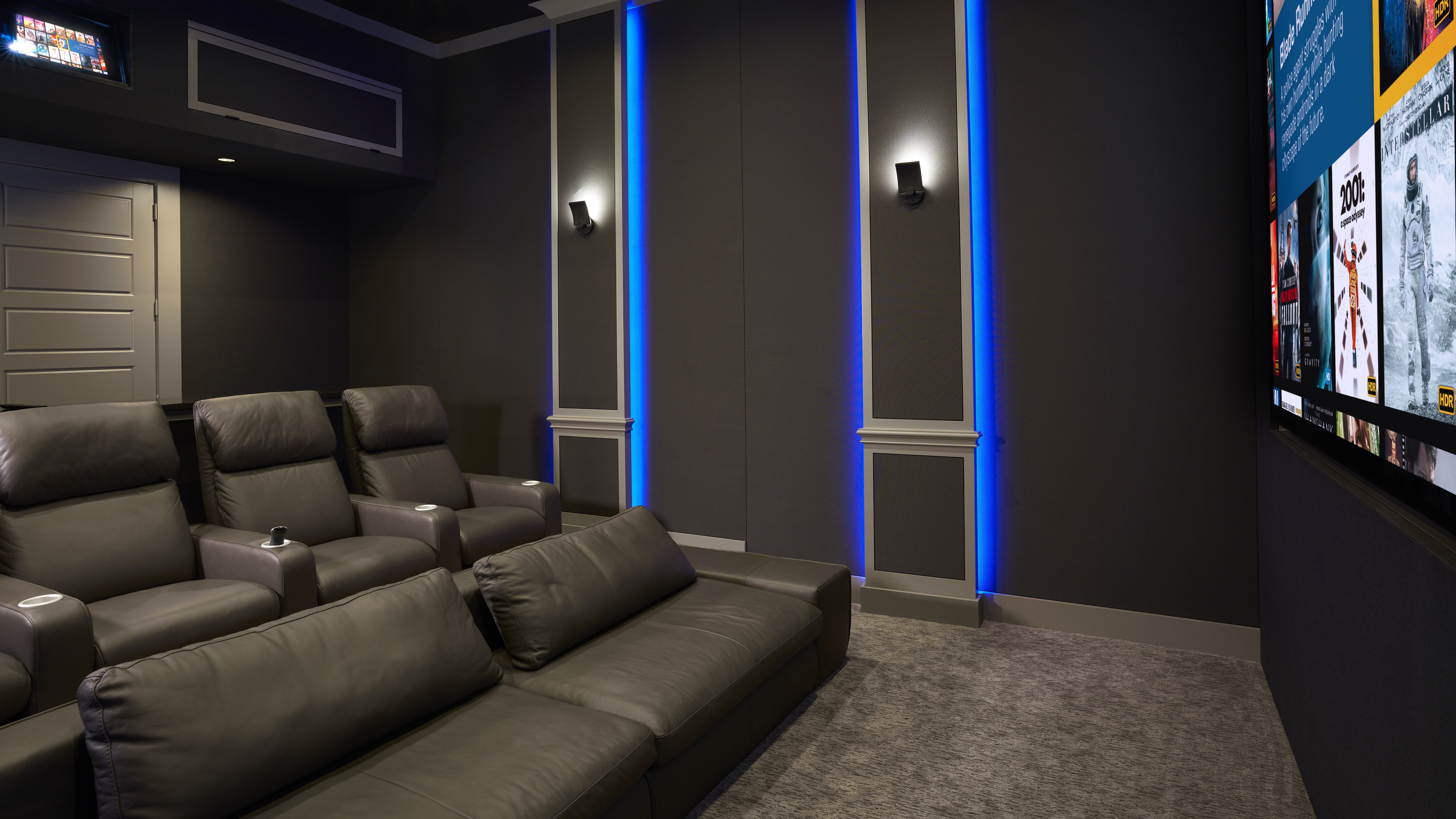 Home theater space showing comfortable seating