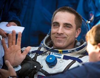 Chris Cassidy Waves During Exit From Soyuz