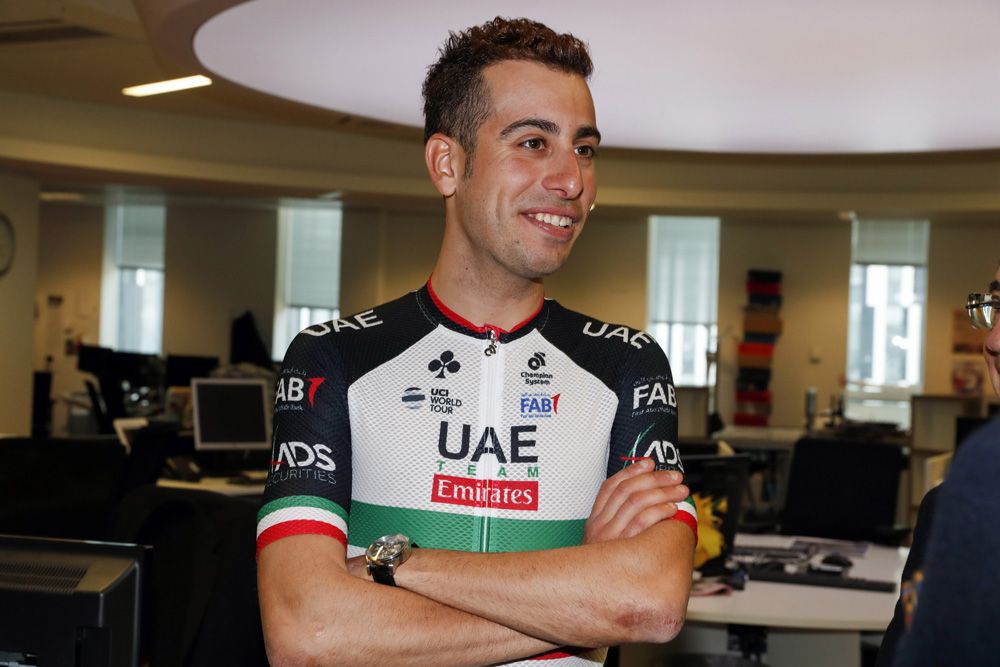 Fabio Aru in his updated Italian national champion's jersey