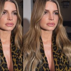 Jessica Simpson taking a selfie wearing a leopard robe