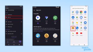 Screenshots of Proton VPN's Discrete App icon feature