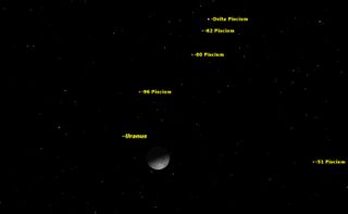 Moon Below Planet Uranus on December 28