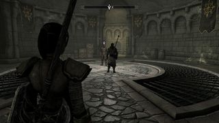 Skyrim screenshot inside the Dawnguard fort