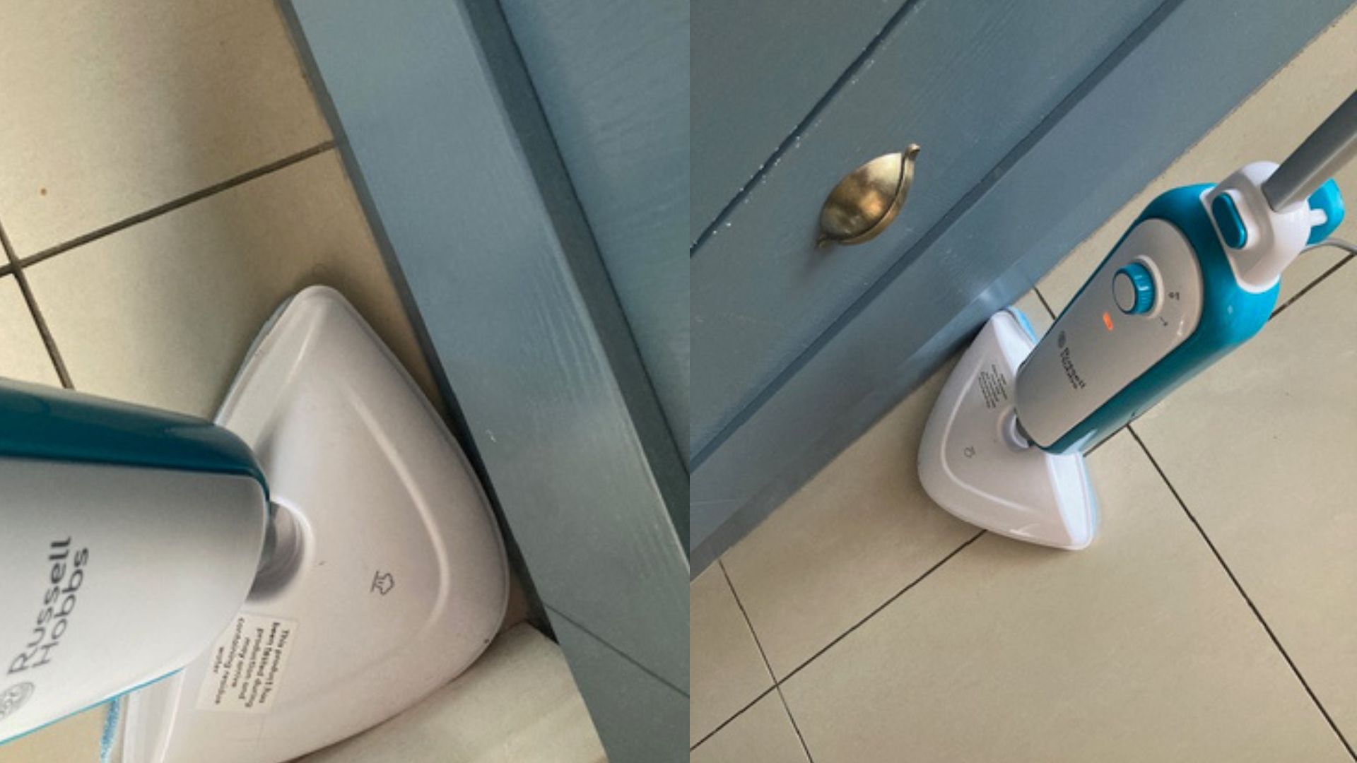 Testing the Russell Hobbs Steam and Clean Lightweight Steam Mop in Linda's home