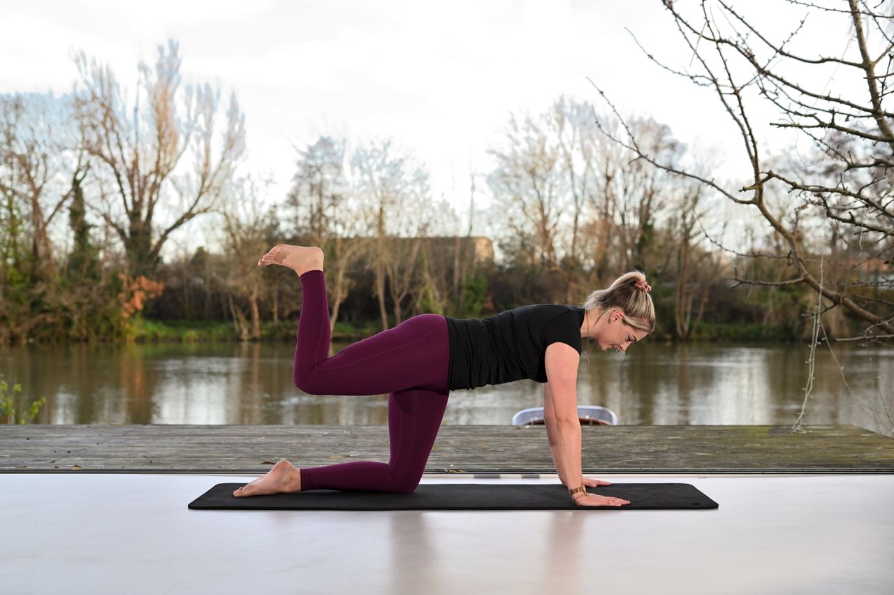 Physiotherapist Helen O&#039;Leary performing a donkey kick