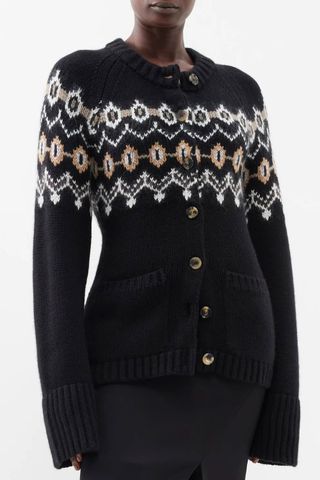 Khaite Suzette Fair Isle-jacquard cashmere-blend cardigan