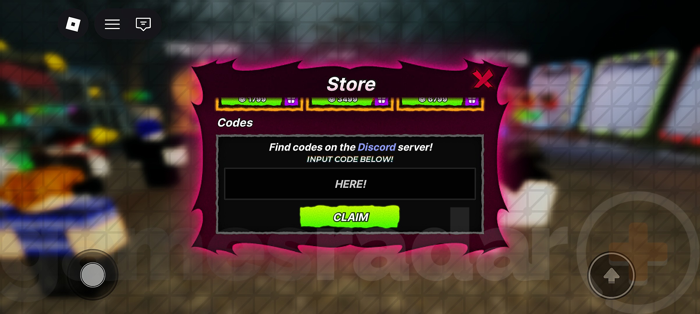 The Amber Alert codes redemption box as seen in-game.