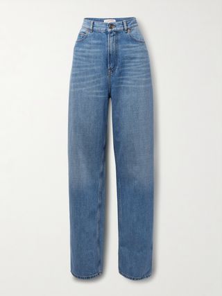 Embellished High-Rise Straight-Leg Jeans