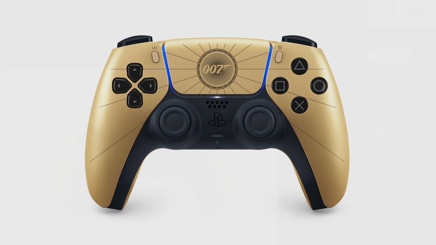 The 007 First Light Limited Edition DualSense on a plain background