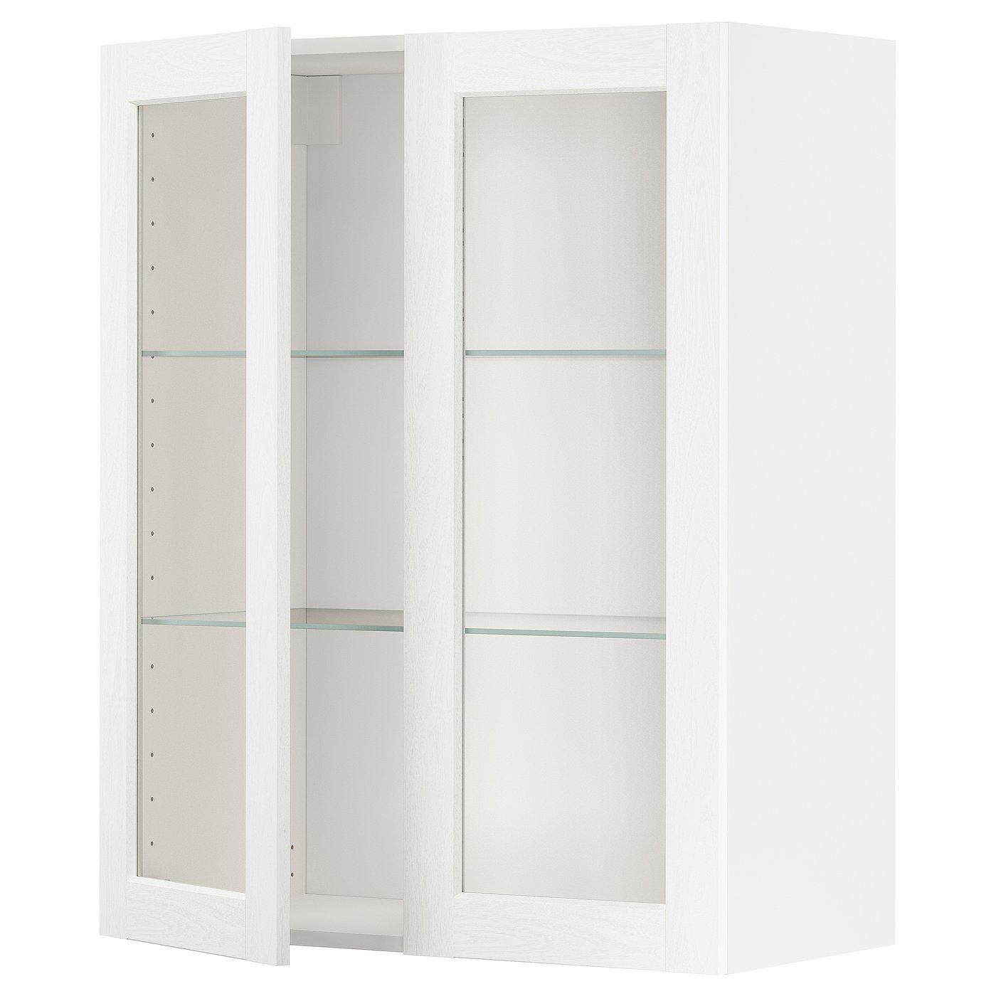 Metod Wall Cabinet W Shelves/2 Glass Drs - White Enk&amp;ouml;ping/white Wood Effect 80x100 Cm
