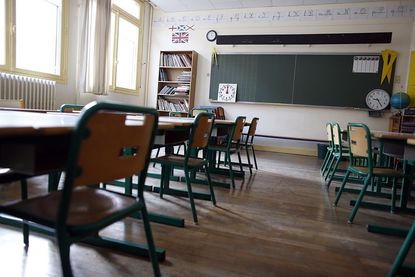 Elementary school classroom. 